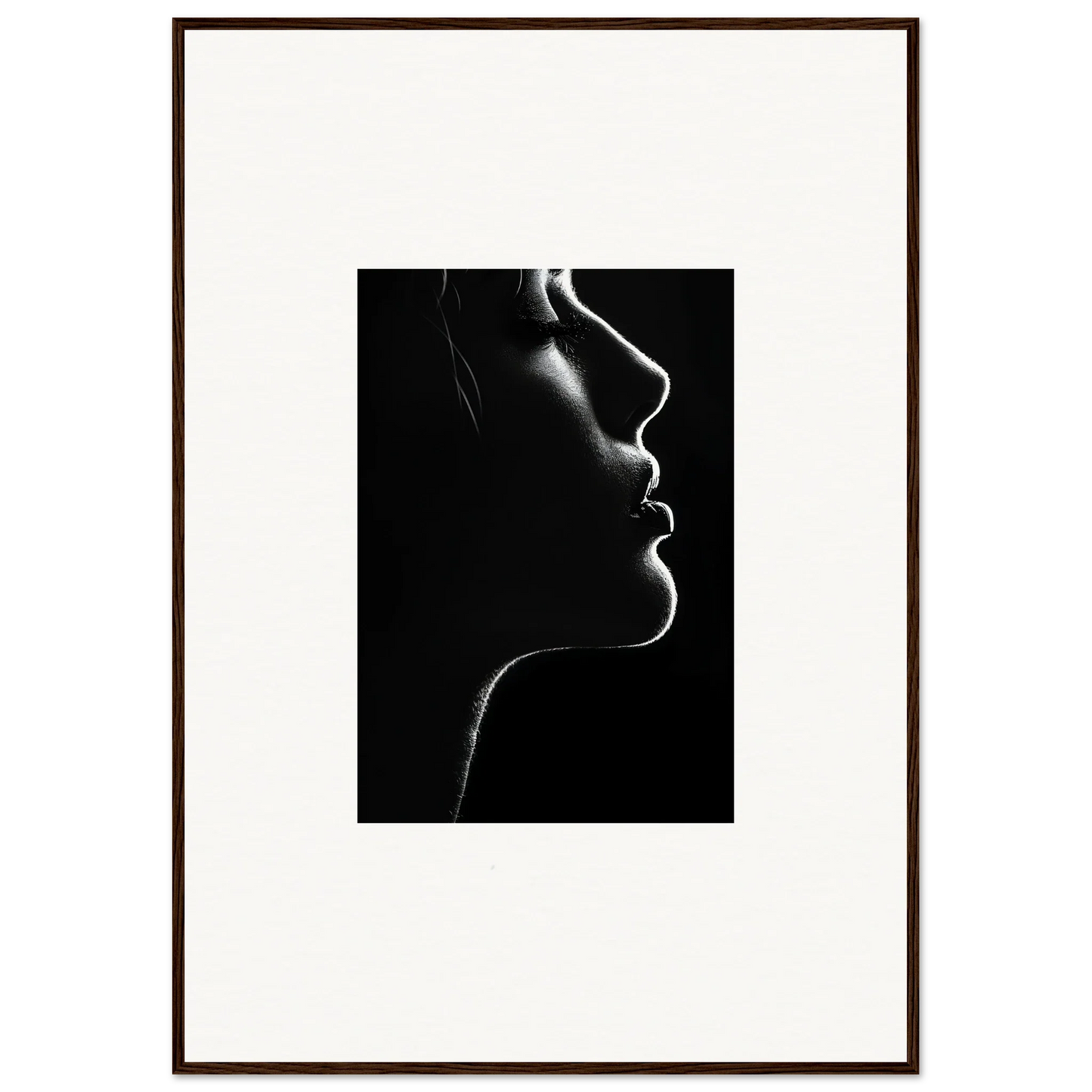 Dramatic side profile silhouette in Velvet Void Sensation framed wall art special edition