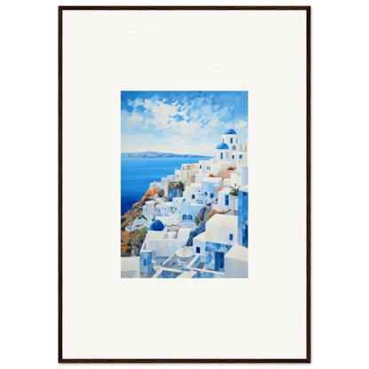 Framed watercolor of Santorini buildings in a special edition art for your wall