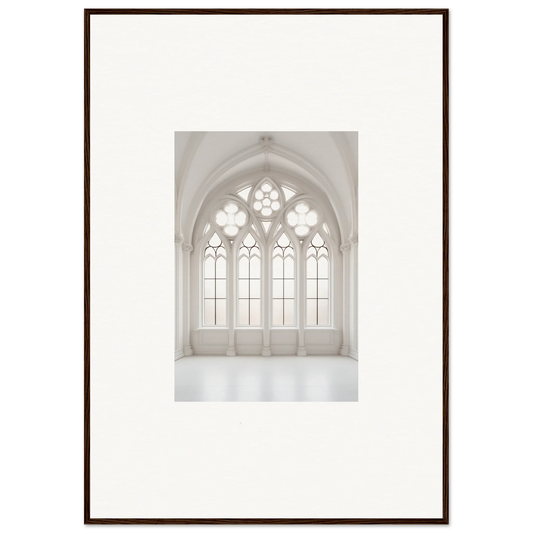 Gothic arched window with ornate tracery in Ethereal Light Elegy framed wall art