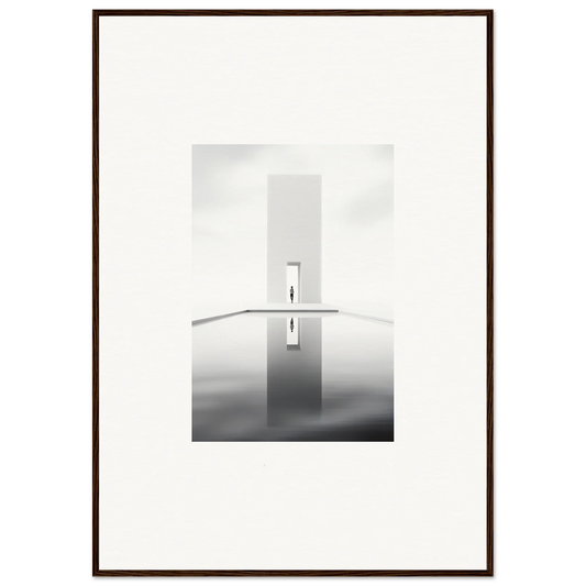 Minimalist tower reflection in water for Dreamer’s Vanishing Silhouette framed wall art