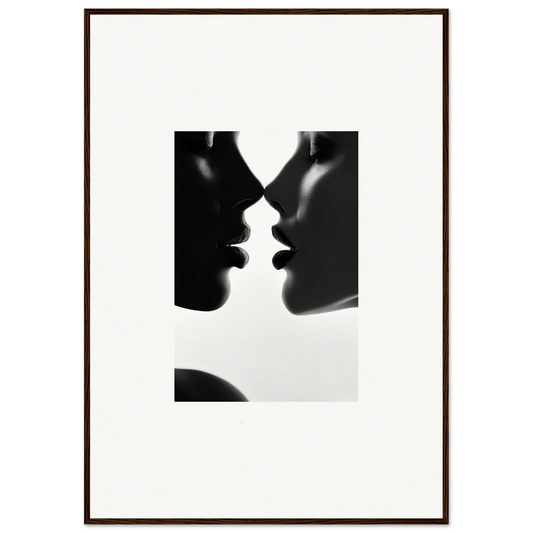 Two silhouetted profiles in an intimate moment, featured in Lattices of Ephemera premium framed wall art