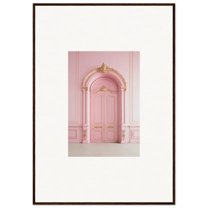 Ornate pink door with carved archway in Paris Dreams Frame for stylish wall art