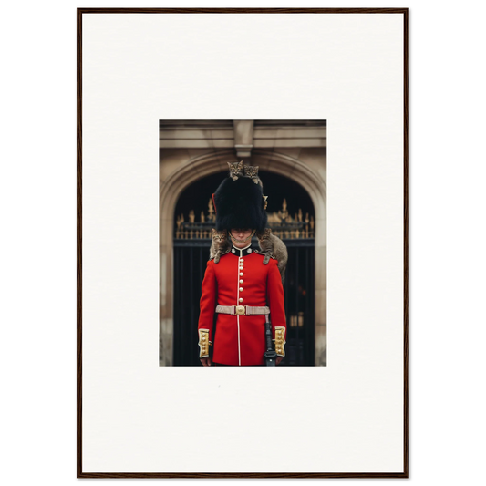 Royal guard in red uniform and bearskin hat for Monarch’s Dreamaroos premium framed wall