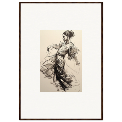 Elegant sketch of a dancer in flowing dress for Whirling Midnight Form framed wall art