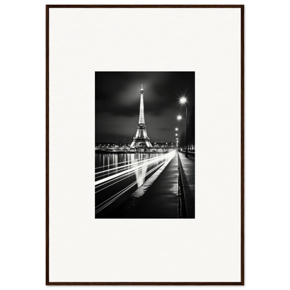 Illuminated Eiffel Tower in black and white for Ghosts of Luminosity premium framed wall art