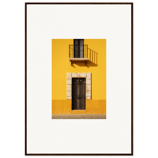 Yellow building facade with a black door and balcony from Sun Custard Symphonies