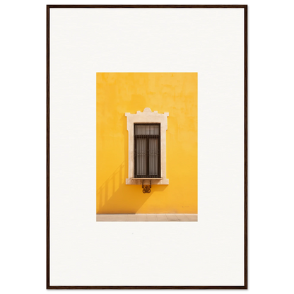 Ornate white-trimmed window on a cheerful yellow wall from Window’s Giallo Reverie