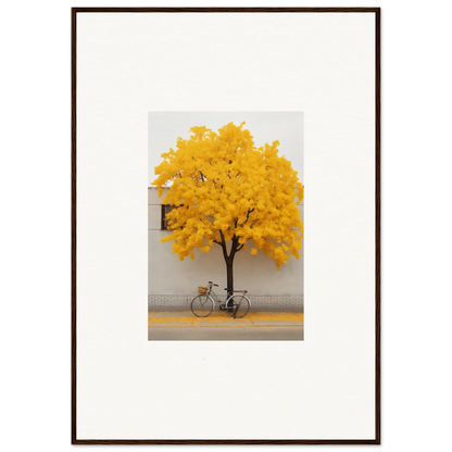 Yellow-leaved tree and bicycle in Lemonade Gaze Reverie framed wall art