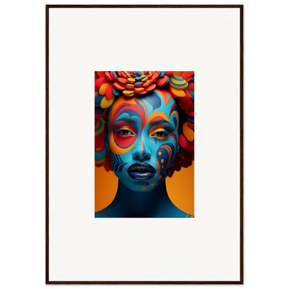 Vibrant portrait with face paint and headdress perfect for room decoration or wall art