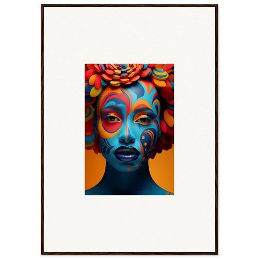 Vibrant portrait with face paint and headdress perfect for room decoration or wall art