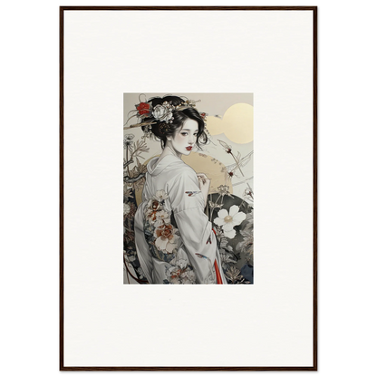 Framed artwork of a geisha in kimono for Daydream Blossom Wistitudes special edition art™