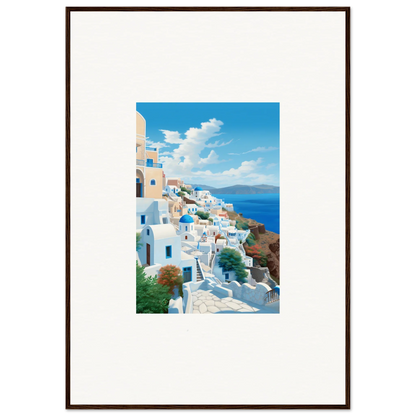 Framed photograph of Santorini’s white buildings from Sunday Stahl Messiração special edition art™