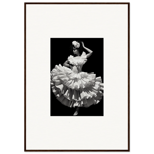 Dancer in a ruffled white dress twirls in Curves Dreamscape Illuminated artwork