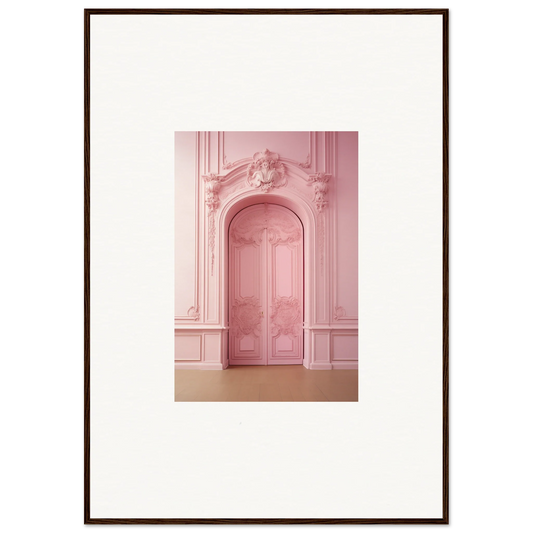 Ornate pink door with decorative molding for Gentle Whims Myths premium framed wall art