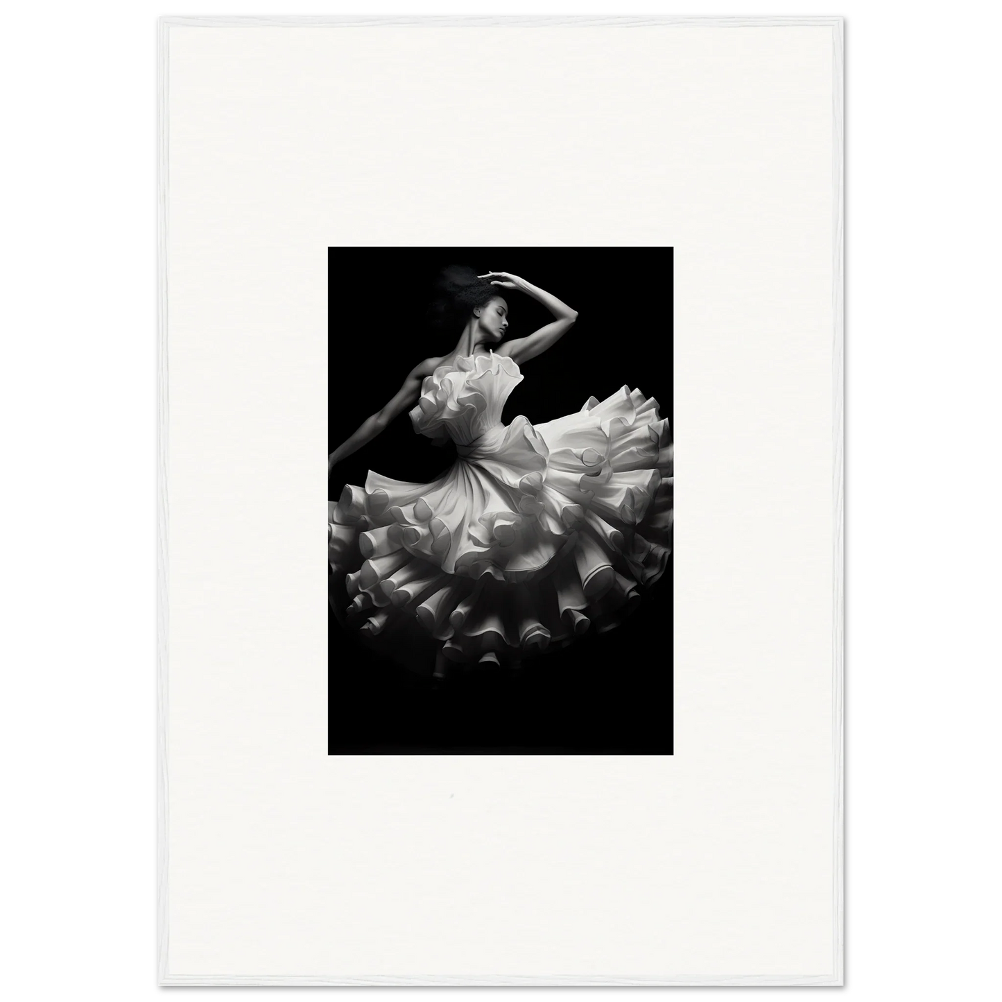 Graceful ballet dancer in white tulle dress for Nocturnal Flourishbyen art print