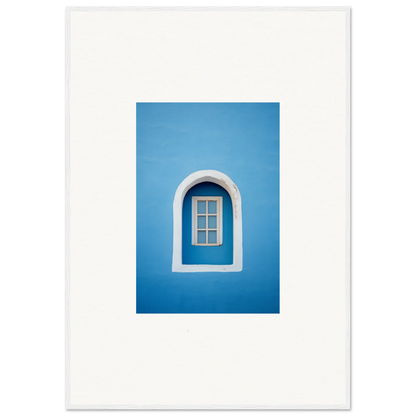 Arched white window frame on a blue wall in Whispers Sky Mosaic special edition art™