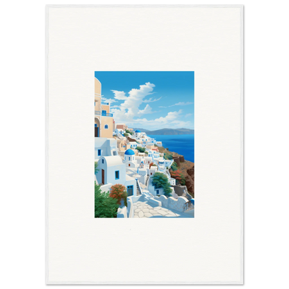 Scenic white-washed Santorini buildings in Sunday Stahl’s special edition art™