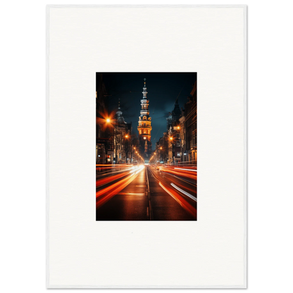 Illuminated church spire with red light trails, Umbra Urban Nocturne special edition art™