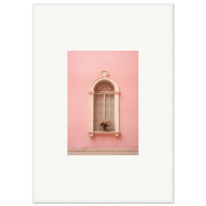 Arched window with intricate details on a pink wall from Pinky Flora Portal