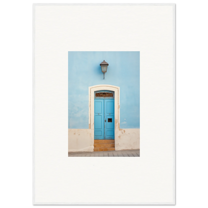 Bright turquoise door with white trim, featured in Surreal Azure Vesaurrezz art