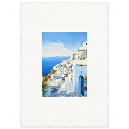 White-washed buildings and blue domes in Santorini, featured in Mediterranean Serenity Remastered