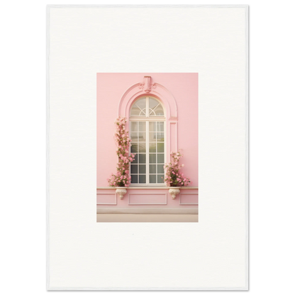 Arched pink window with climbing flowers, featured in Vitalose Rose Sonnet special edition art™