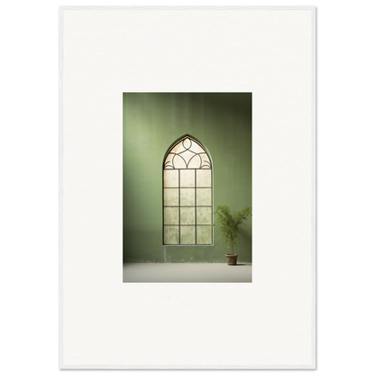 Gothic-style arched window with lead dividers in Green Crescent special edition art™