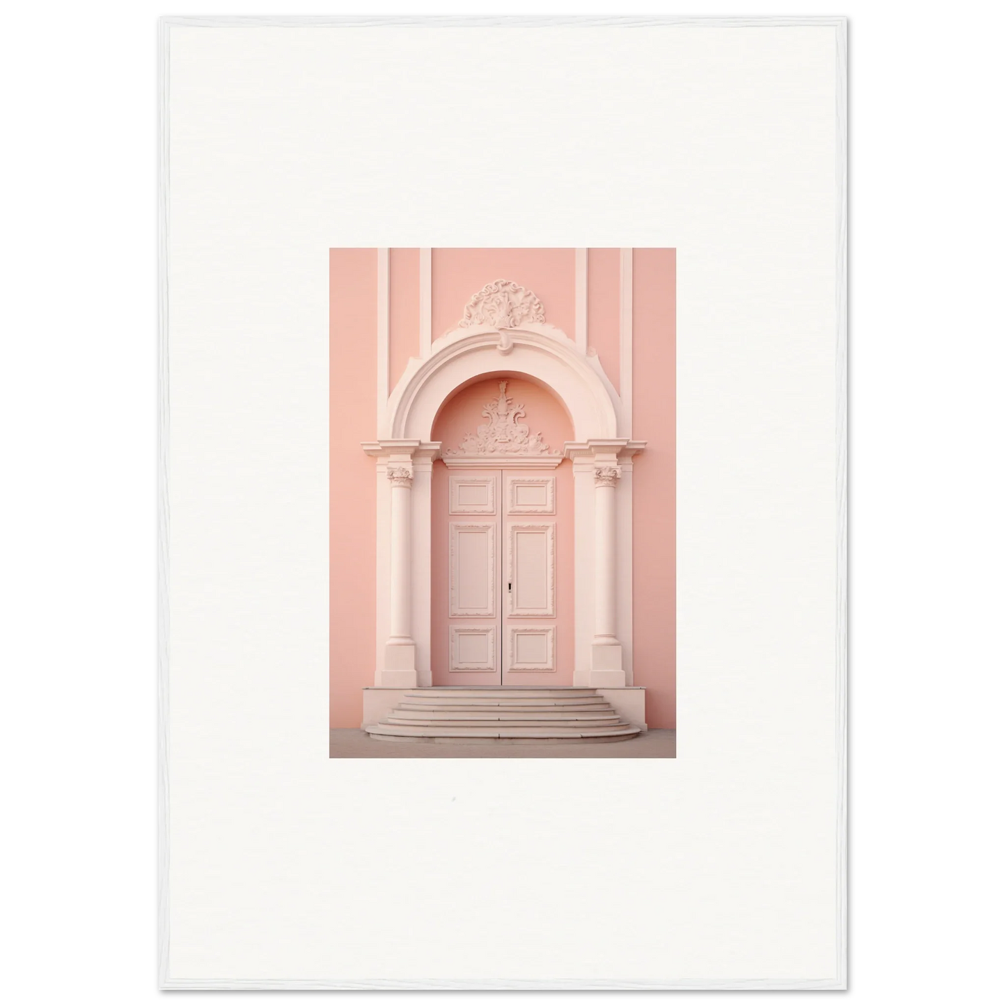 Ornate pink doorway with columns and archway in Petal Whispers Portal art piece