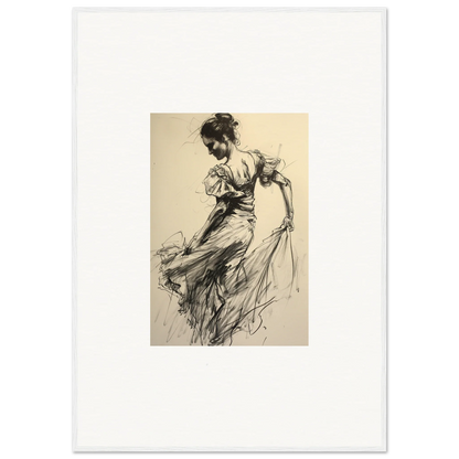 Vintage sketch of a woman in flowing dress from Gyroscopic Baudelo Bacon special edition art™