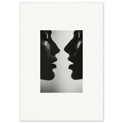 Silhouetted profiles in black and white for Echo’s Embrace premium framed wall art