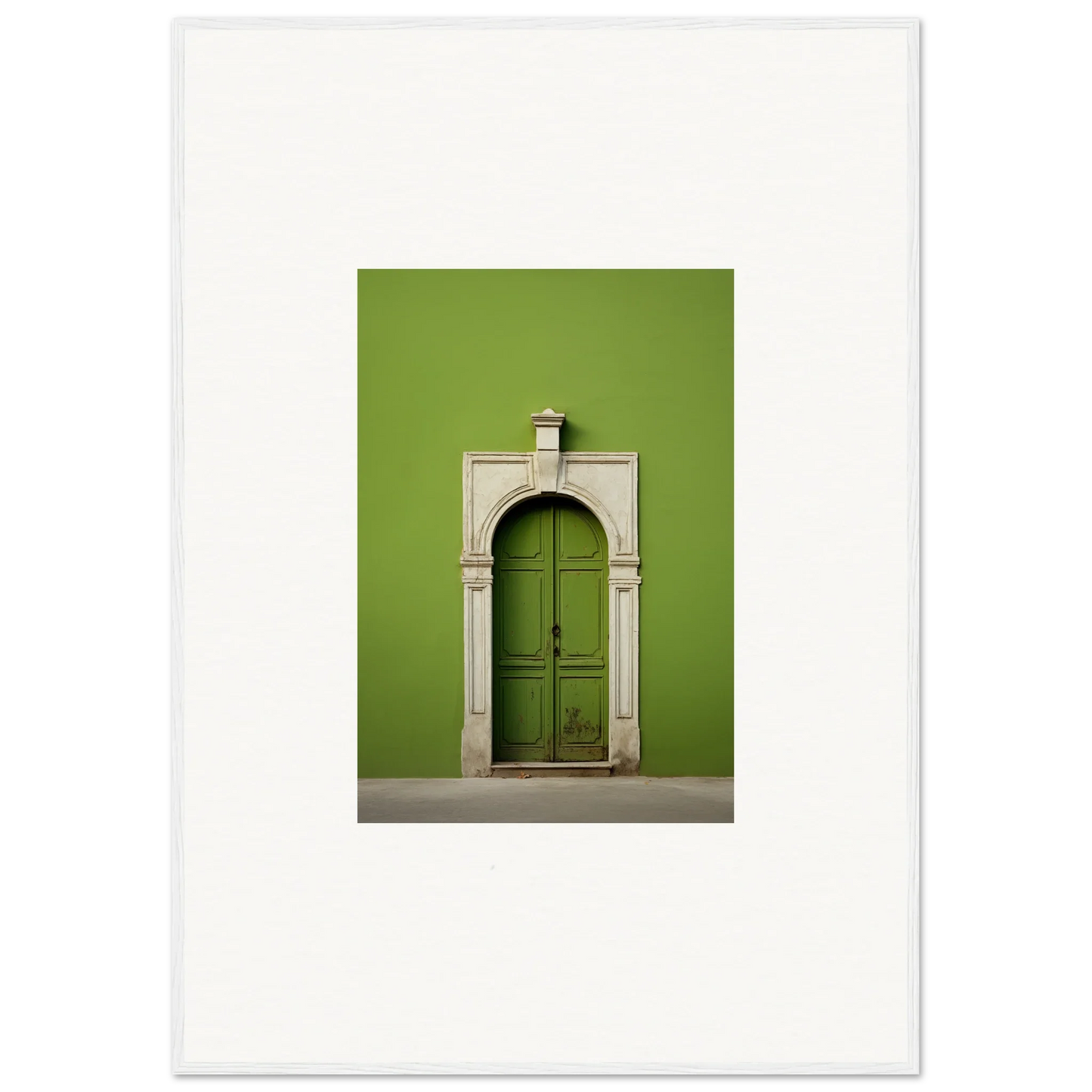 Green wooden door in stone archway frame from Green Origins special edition art™