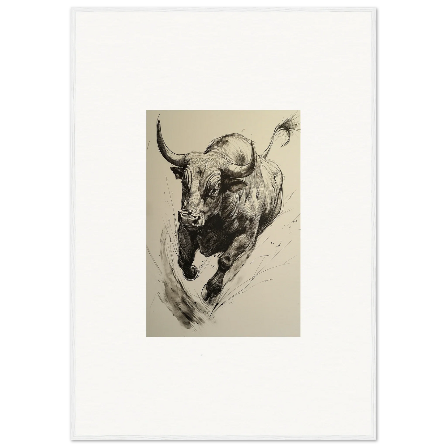 Dramatic black and white Charging Bull art from Ebullient Storm Release special edition