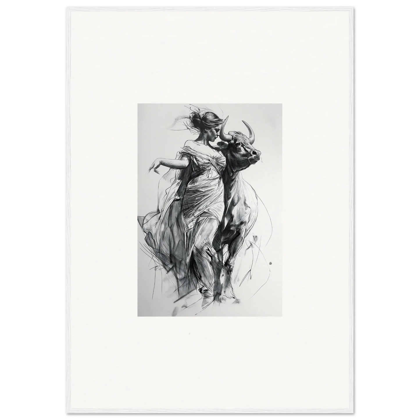 Black and white sketch of dancers in flowing garments for Metaphoric Taurus Whispers