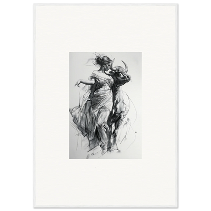 Black and white sketch of dancers in flowing garments for Metaphoric Taurus Whispers