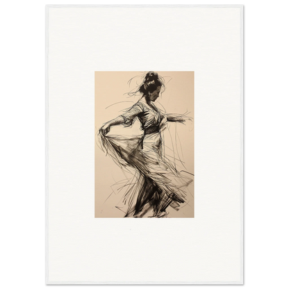 Charcoal sketch of a dancer in motion, part of Ephemeral Motion Whispers special edition art