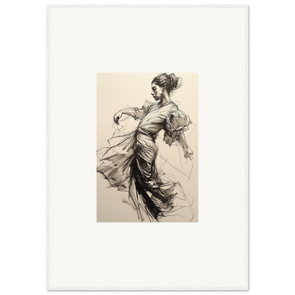 Elegant sketch of a dancer in flowing dress, Whirling Midnight Form special edition art™