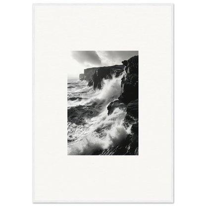 Dramatic ocean waves crashing on coastal cliffs in Rock Impressions special edition art™