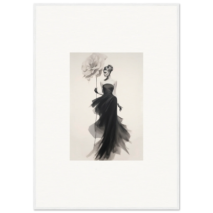 Elegant black and white fashion illustration of Opulent Reverie Lyrisans evening gown