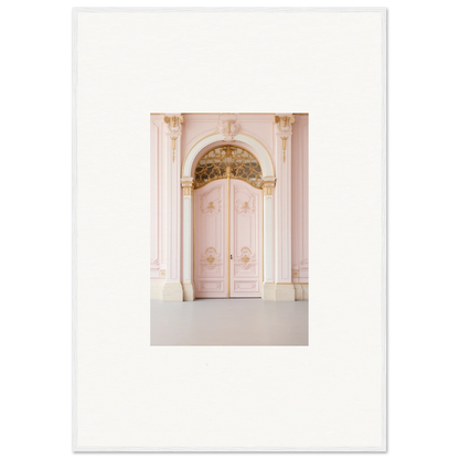 Ornate pink double door art with gilded details, perfect for premium framed wall décor