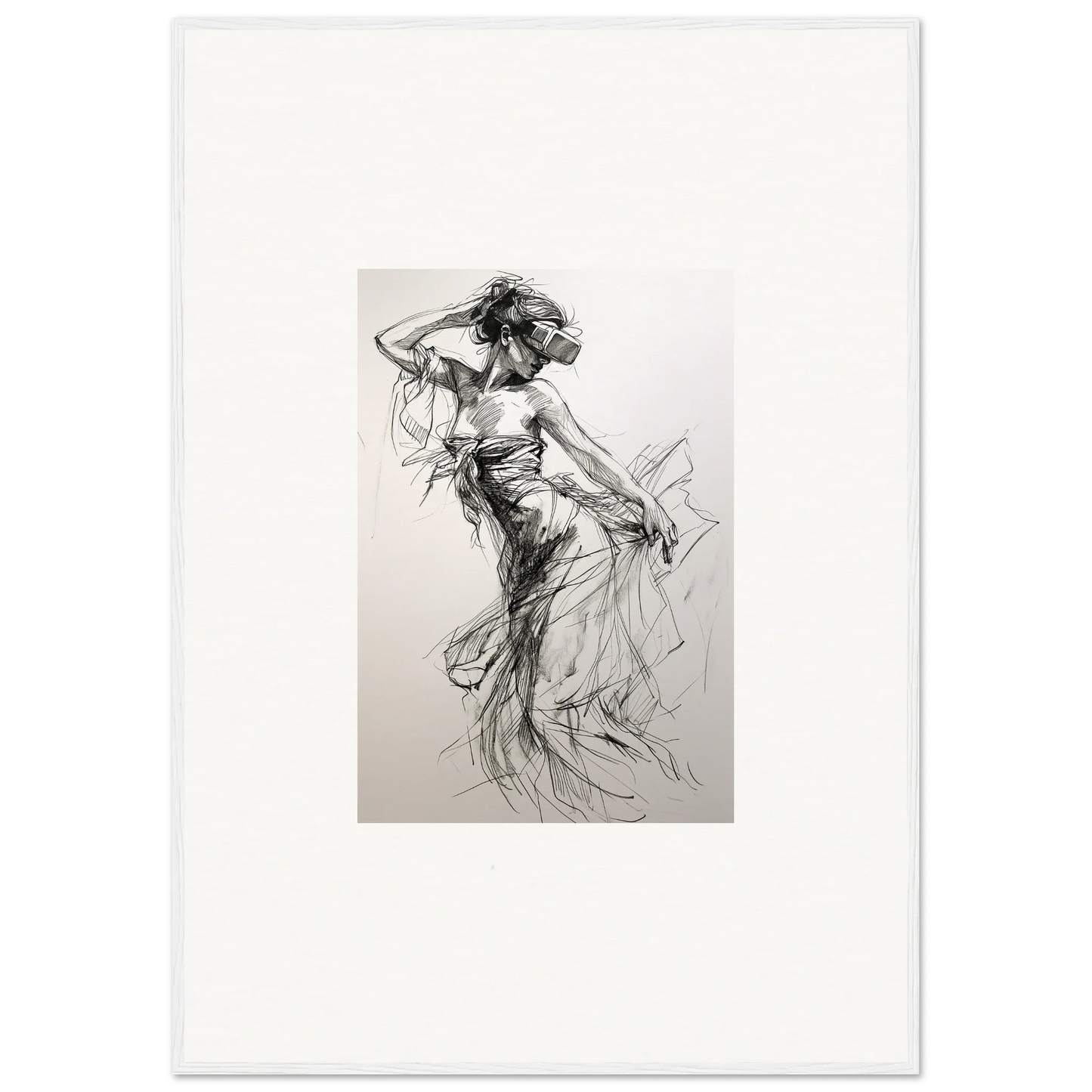 Charcoal sketch of a dancer showcasing the dynamic essence of Mystic Quantum Soliloquy