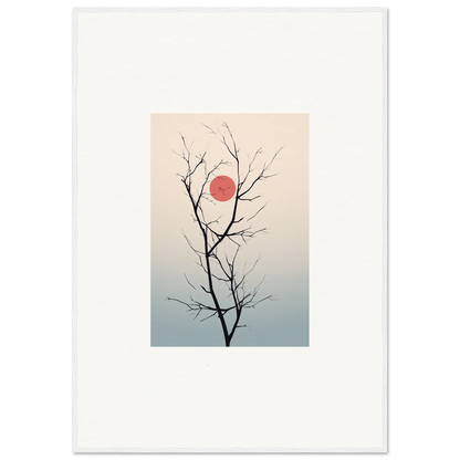 Bare tree branches silhouetted against a red sun for a serene eclipse wall art