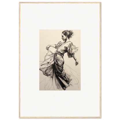 Elegant sketch of woman in flowing dress, part of Midnight Dance Whispers special edition art™