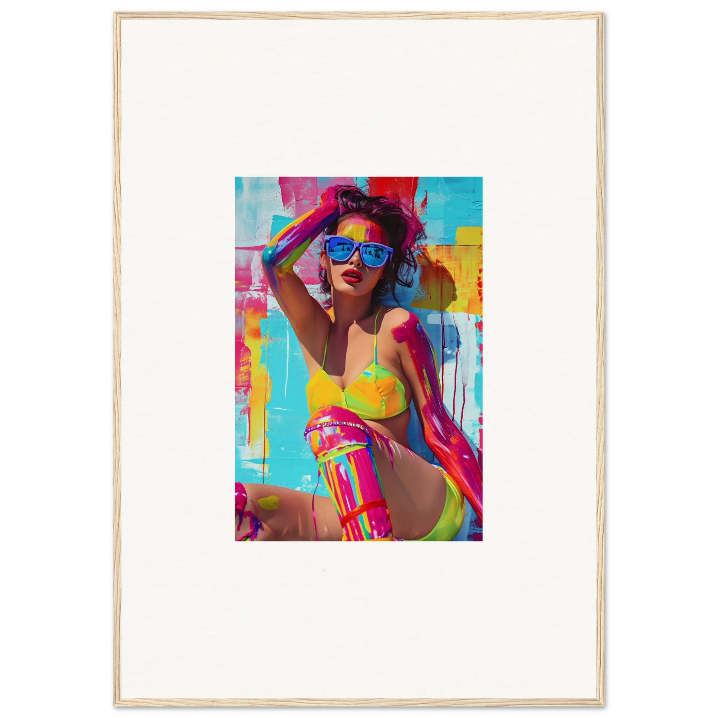 Vibrant pop art portrait of a woman perfect for room decoration or canvas print wall art