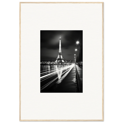 Black and white photo of Illuminated Eiffel Tower for premium framed wall art