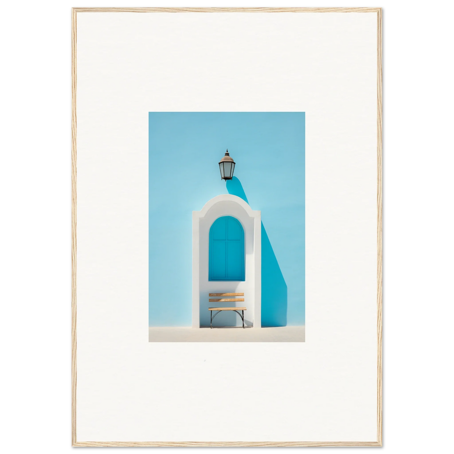 White arched doorway with lantern for Ethereal Mediterranean Pause framed wall art