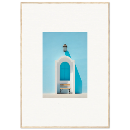 White arched doorway with lantern for Ethereal Mediterranean Pause framed wall art