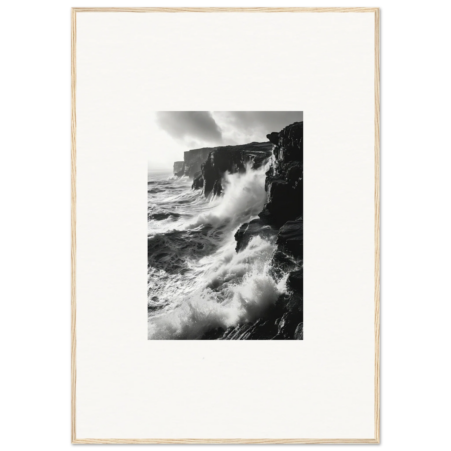 Dramatic ocean waves crash on cliffs in Rock Impressions special edition art™