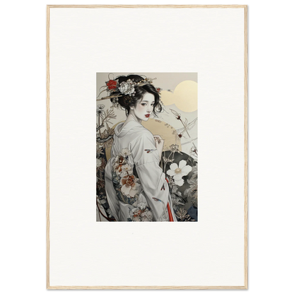 Framed Japanese artwork of a geisha in a kimono for Daydream Blossom Wistitudes