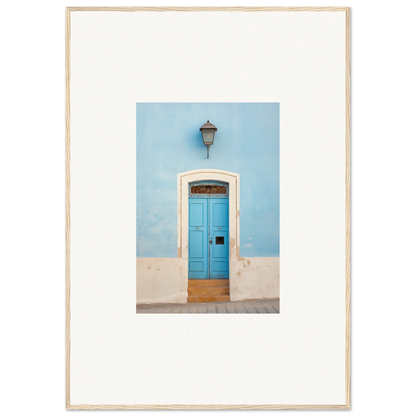 Bright turquoise door with white stone trim, part of Surreal Azure Vesaurrezz art