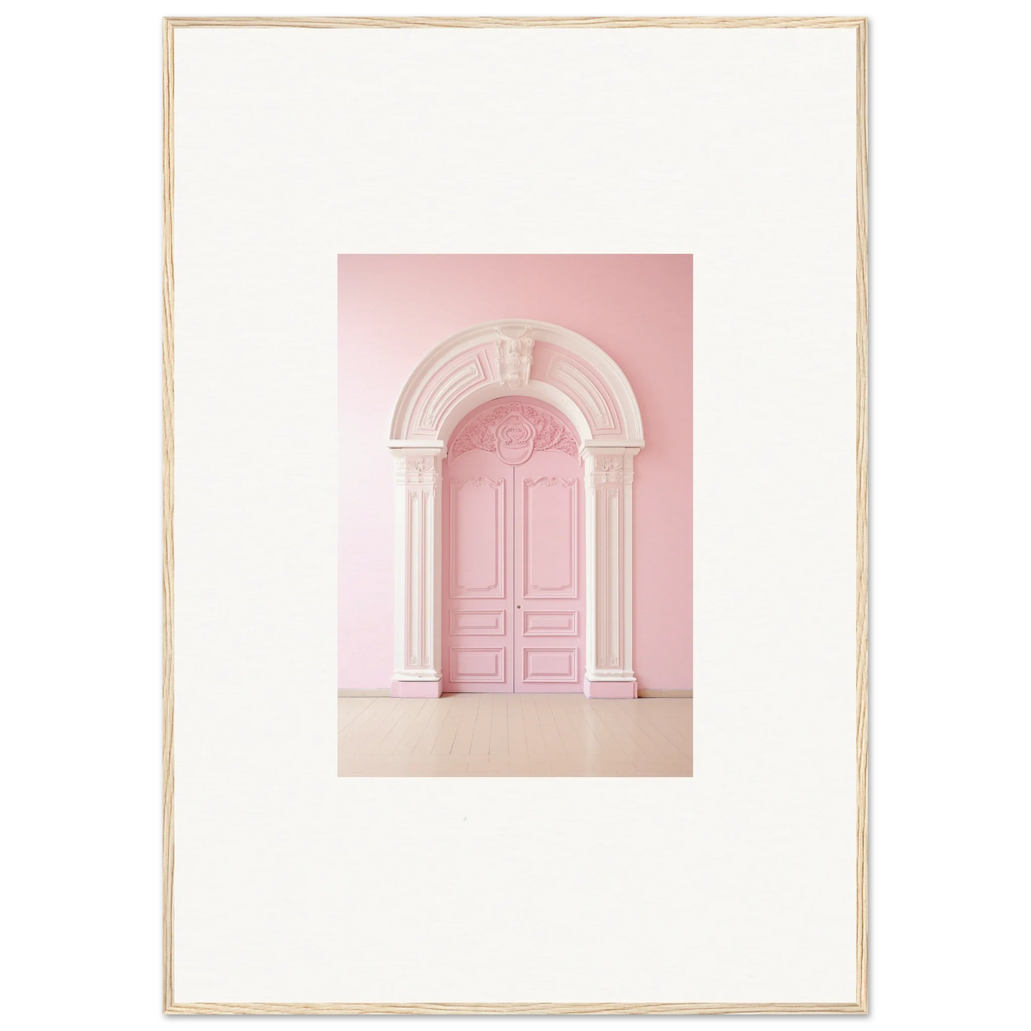 Pink arched doorway with ornate molding from Portal Fantasies Unfurled art piece